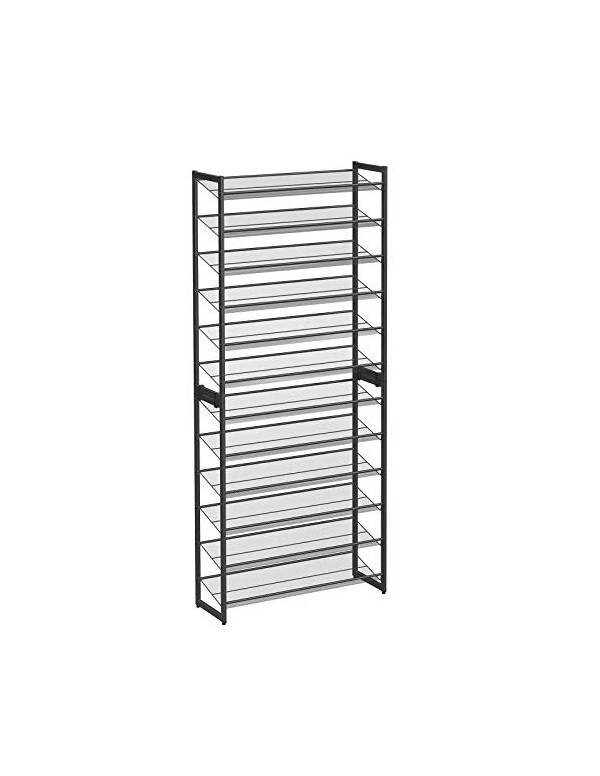 Set 2 organizatoare de pantofi stivuibile, Songmics, 48-60 perechi, Negru92 x 30 x 223 cm