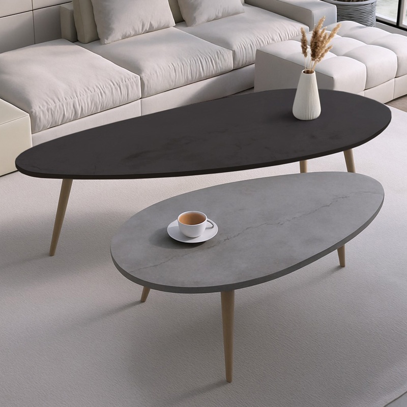 Set 2Masute de Cafea Model Monty, Negru/Gri, 116x46x46 cm - 1 | YEO