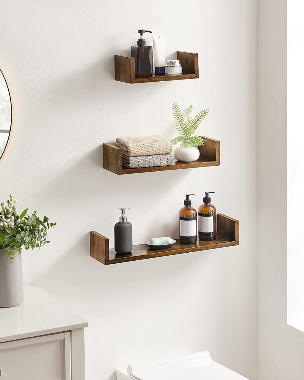 Set 3 etajere de perete, Songmics, Antic, 30x15x10 cm - 4 | YEO