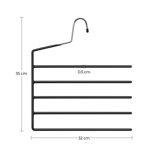 Set de 4 umerase cu 5 bare din metal, Songmics, Negru, 35x32x0.5 cm