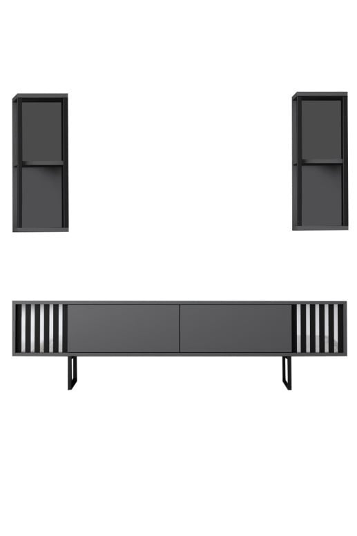 Set de mobilier pentru living Chrome, Antracit- Negru