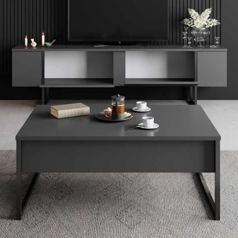 Set de mobilier pentru living Luxe, Antracit- Negru - 1 | YEO