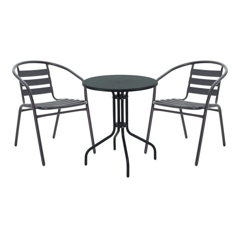 Set masă și scaune de exterior, 3 Piese, Model , Negru