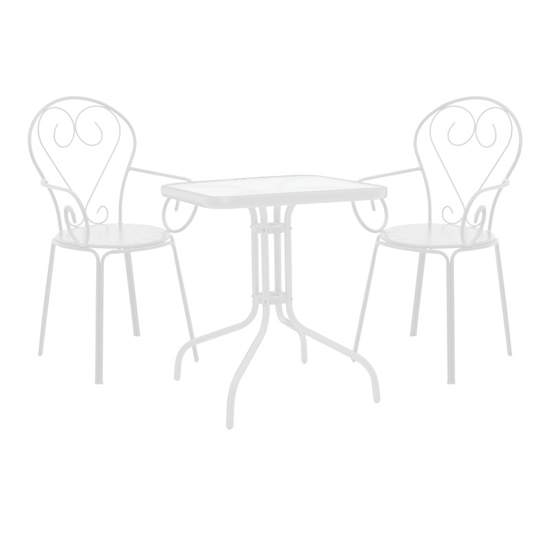 Set masă și scaune de exterior, 3 Piese, Model Watson-Monasty, Alb, 70x70x70 cm