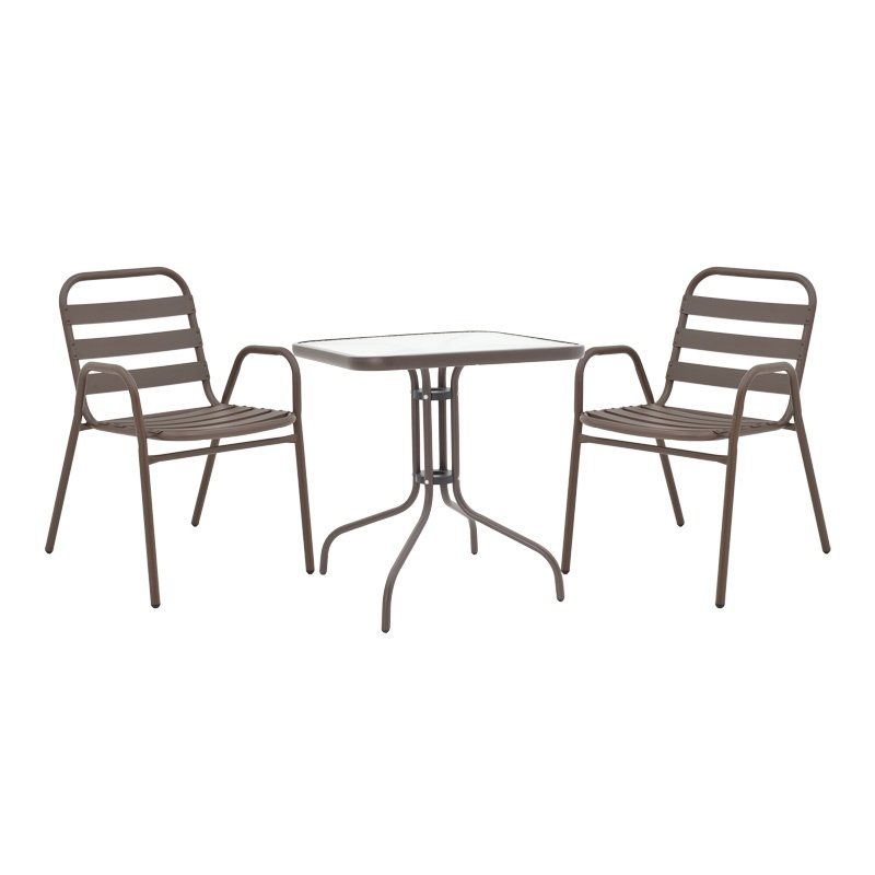 Set masă și scaune de exterior, 3 Piese, Model Watson-Sussie, Maro, 60x60x70 cm