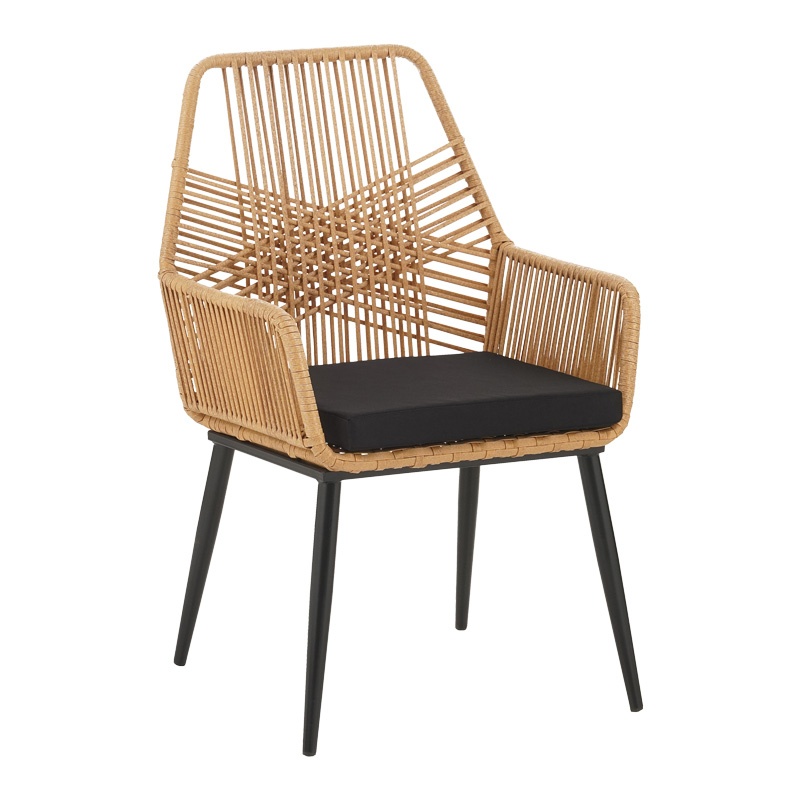 Set masă și scaune de exterior, 5 Piese, Model Naoki-Tanish, Natural/Negru, 140x80x78 cm - 1 | YEO