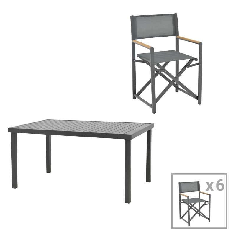 Set masă și scaune de exterior, 7 Piese, Model Mabu-Kliton, Antracit, 150x80x74 cm