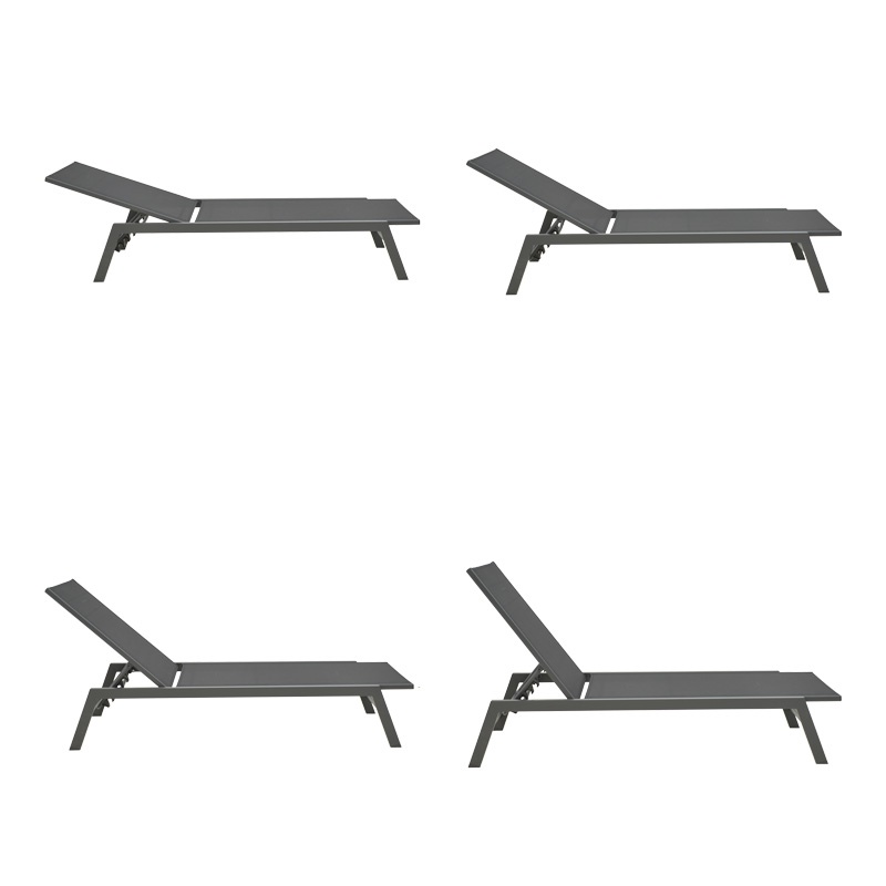 Șezlong din aluminiu si textilenă Model Boka, Gri închis, 60x192x31 cm - 3 | YEO