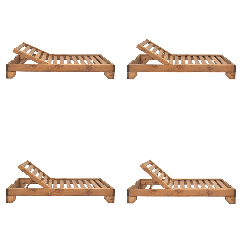 Șezlong din lemn masiv de brad Model Zalka, Nuc, 66x197x28 cm - 3 | YEO