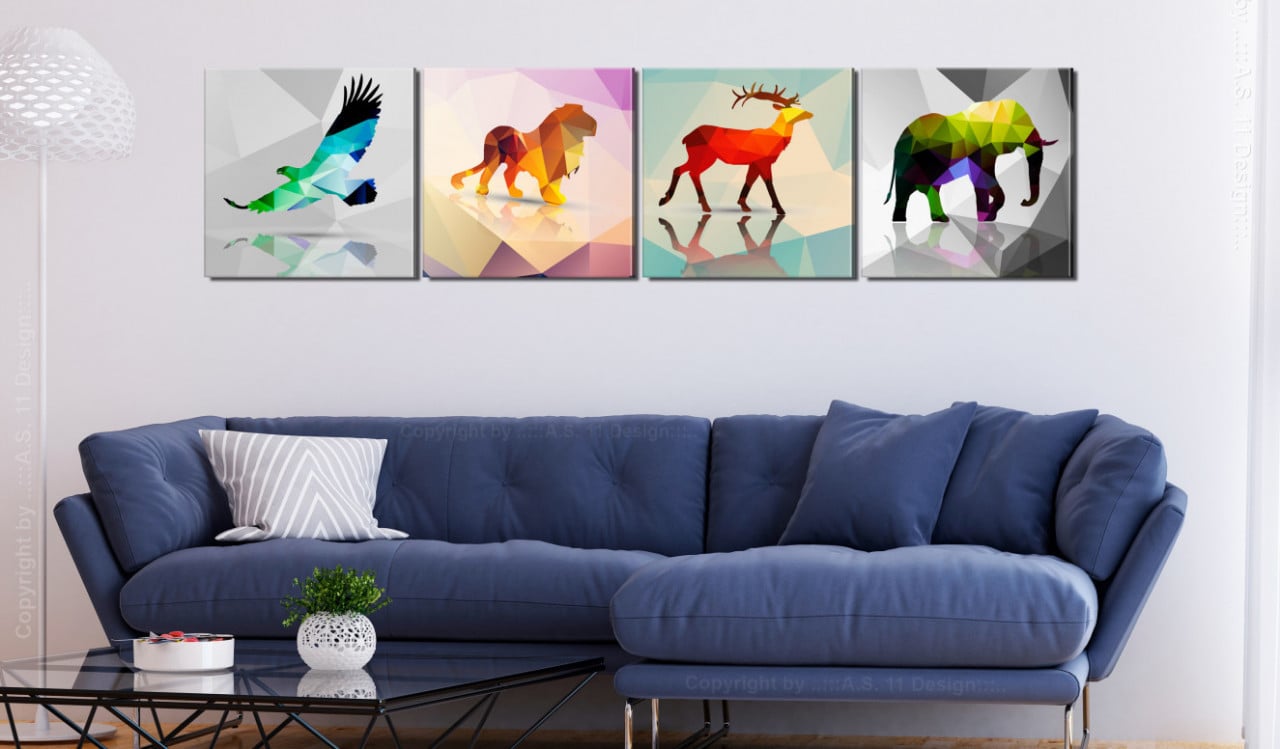 Tablou - Colourful Animals (4 Parts) 90x90 cm - 1 | YEO