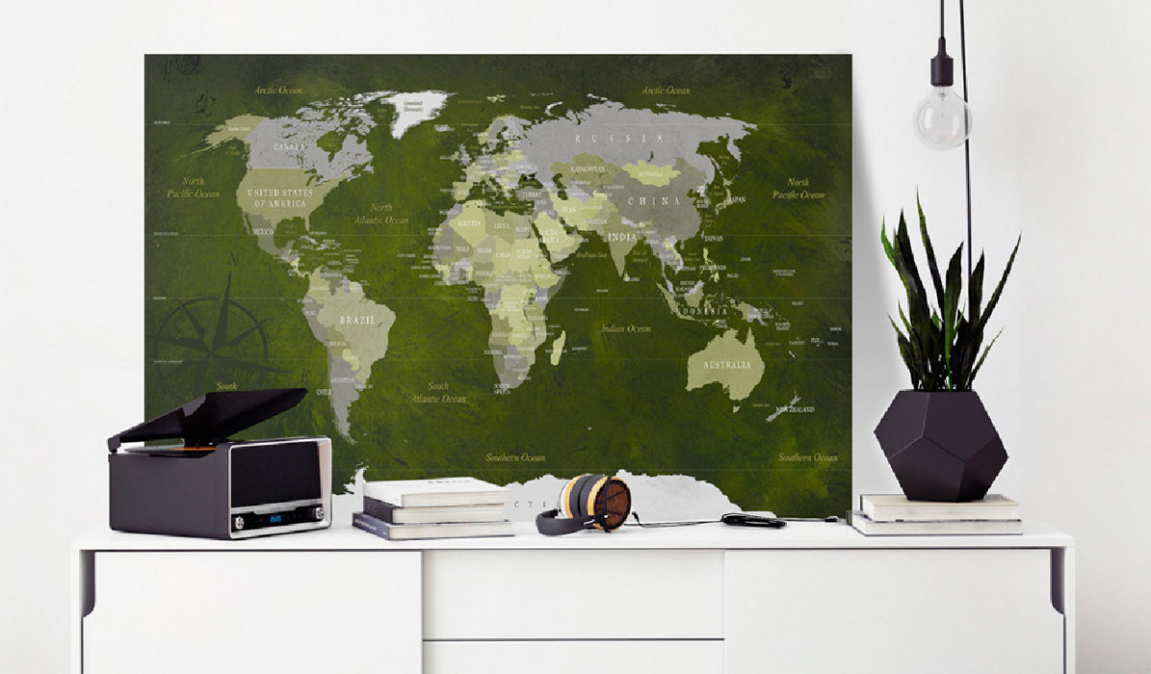 Tablou din plută - Malachite World [Cork Map] 90x60 cm - 1 | YEO