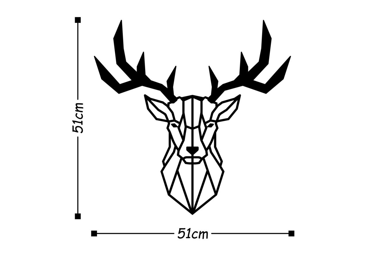 Tablou metalic Deer2 Negru 51x51 cm