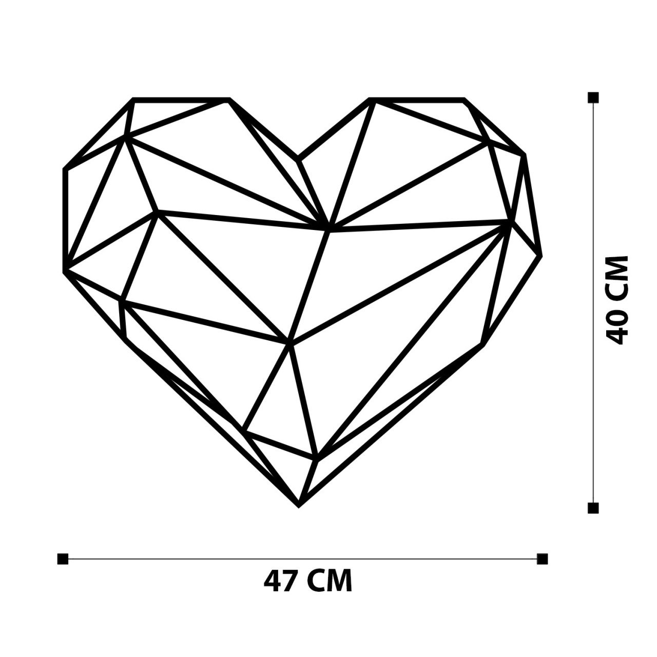 Tablou metalic Heart Negru 47x40 cm