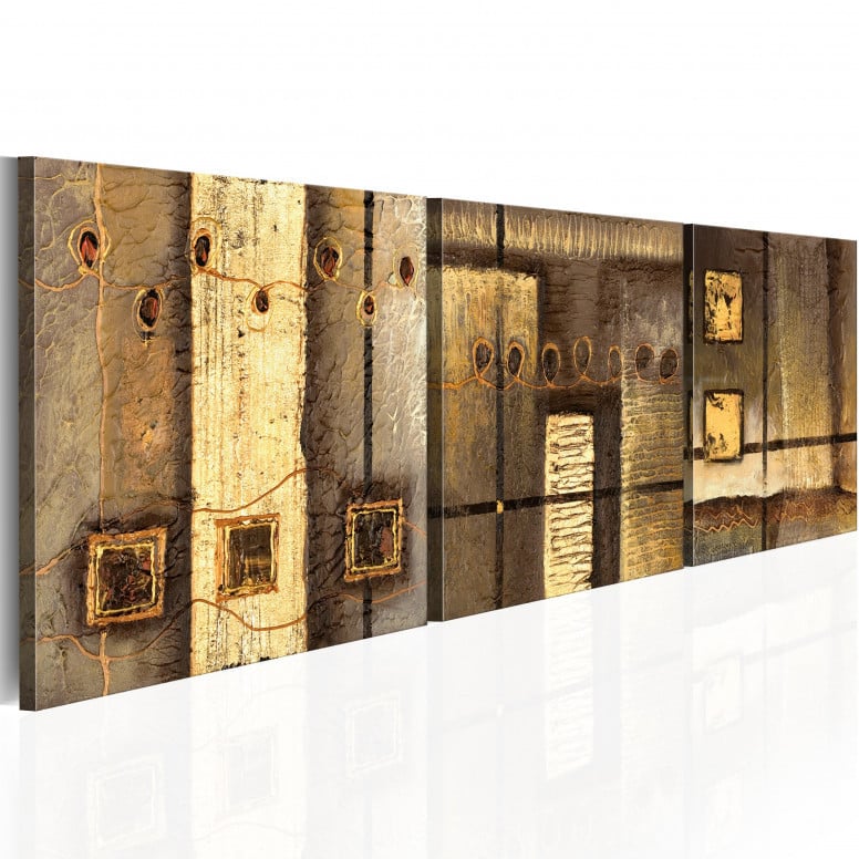 Tablou pictat manual - Gold composition 150x50 cm