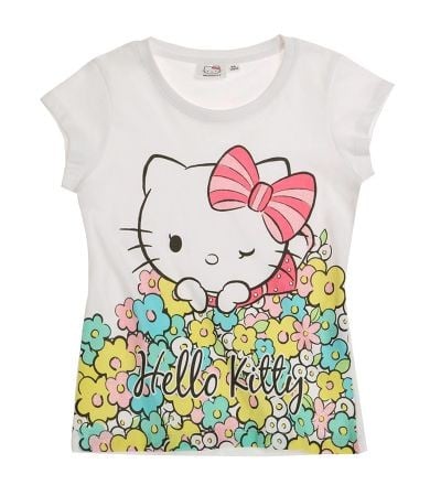 Tricou alb cu maneca scurta Hello Kitty