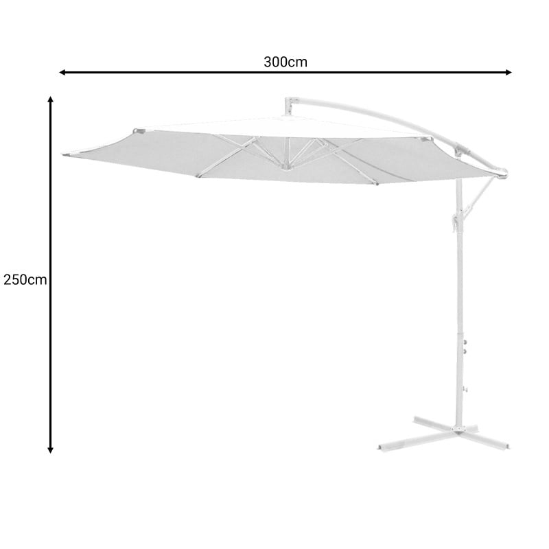 Umbrela de gradina, Model Jiopel, culoare alb si bej, aluminiu si textil, D300 cm