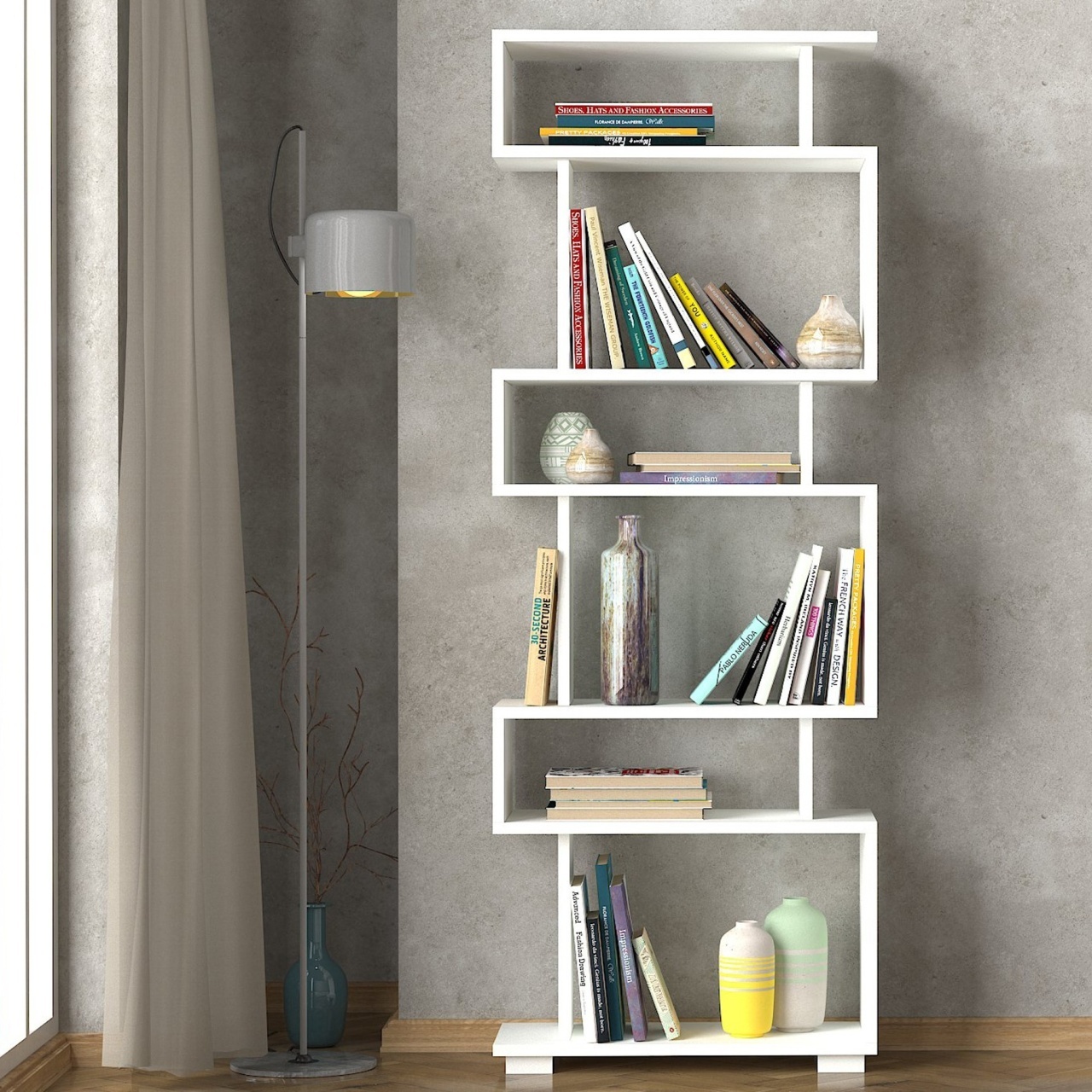 Bibliotecă Blok Alb 60x165x19.5 cm - 1 | YEO