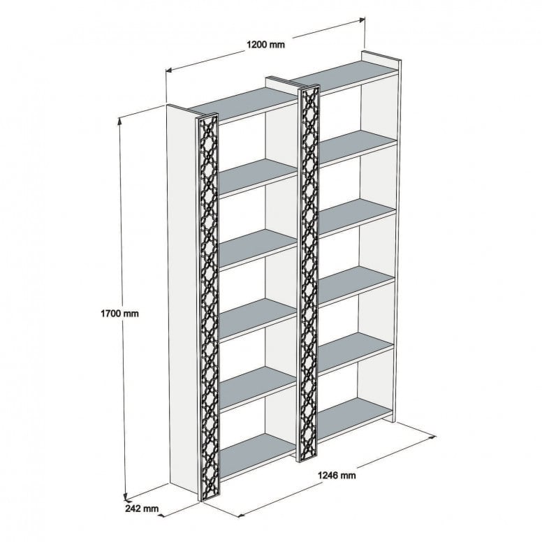 Biblioteca Model City V2, Nuc/Galben, 124.6x170x24.2 cm