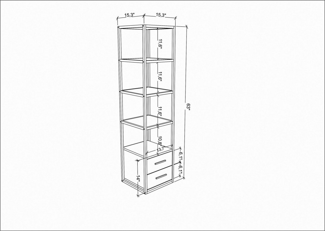 Biblioteca Model Robbins, Auriu/Stejar, 39x39x160 cm - 3 | YEO