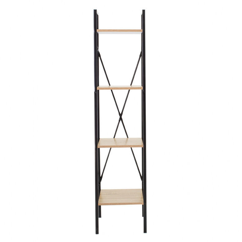 Biblioteca Pako World, Model Ramon, 34x32x32x148 cm, Stejar/Negru - 1 | YEO