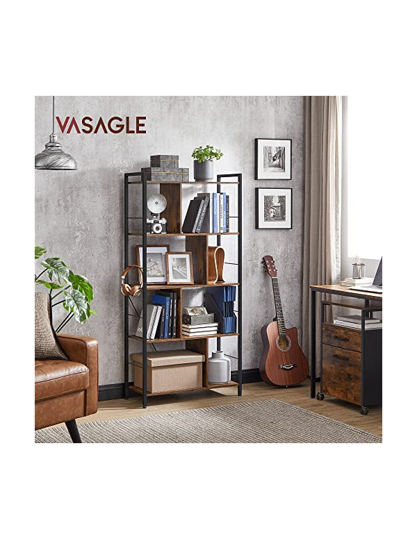 Biblioteca Vasagle, Model Gordon, 74x30x150 cm, Maro Rustic/Negru - 1 | YEO