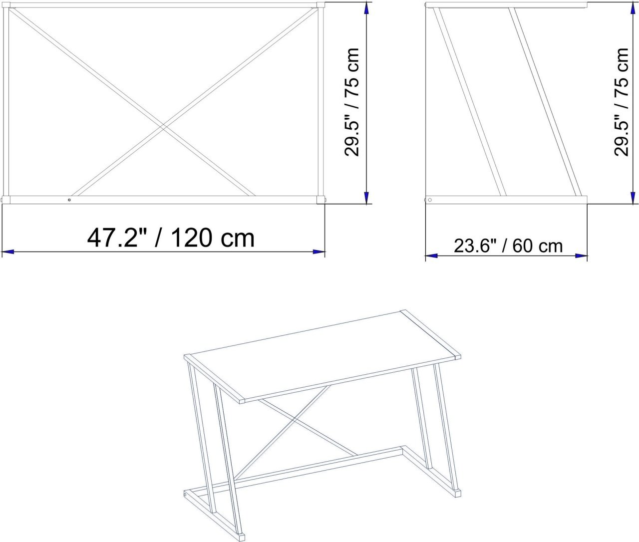 Birou Anemon Alb 120x75x60 cm