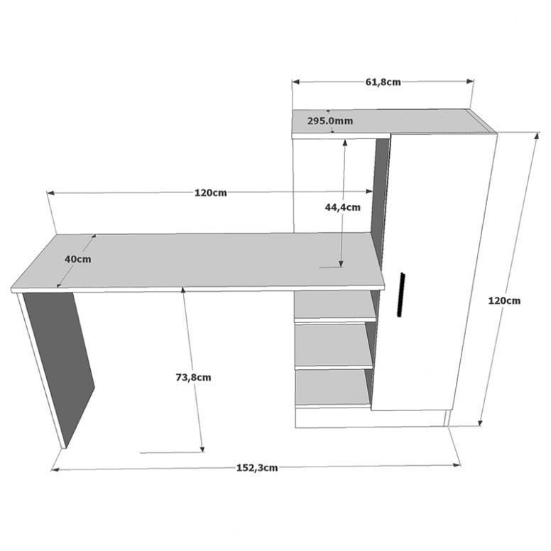 Birou cu Biblioteca Pako World, model Kary, 152.5x120x40 cm, Stejar/Alb