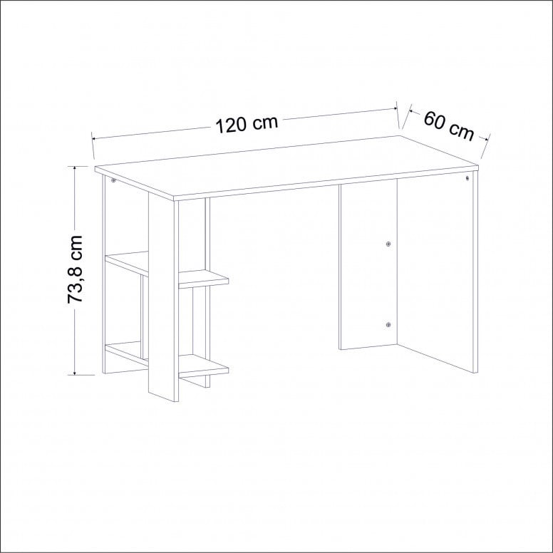 Birou cu Rafturi Salvador, model Alya, 120x73.8x60 cm, Stejar safir