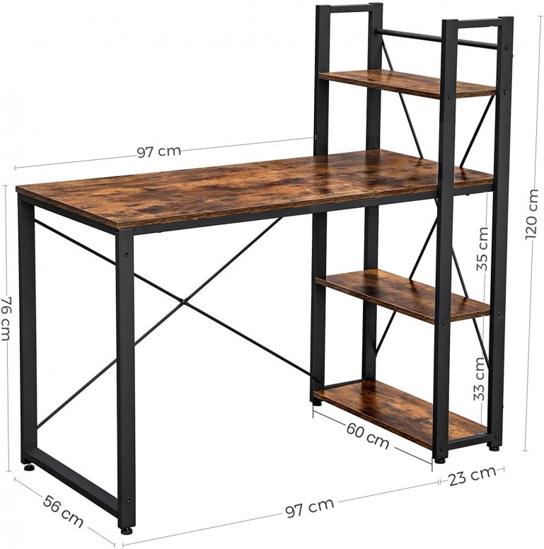 Birou cu rafturi Vasagle, 120x119.3x60cm - 4 | YEO