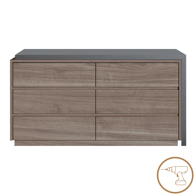 Birou multifunctional cu sertare integrate Model Reaze, Nuc/Antracit, 120x50x73.5 cm