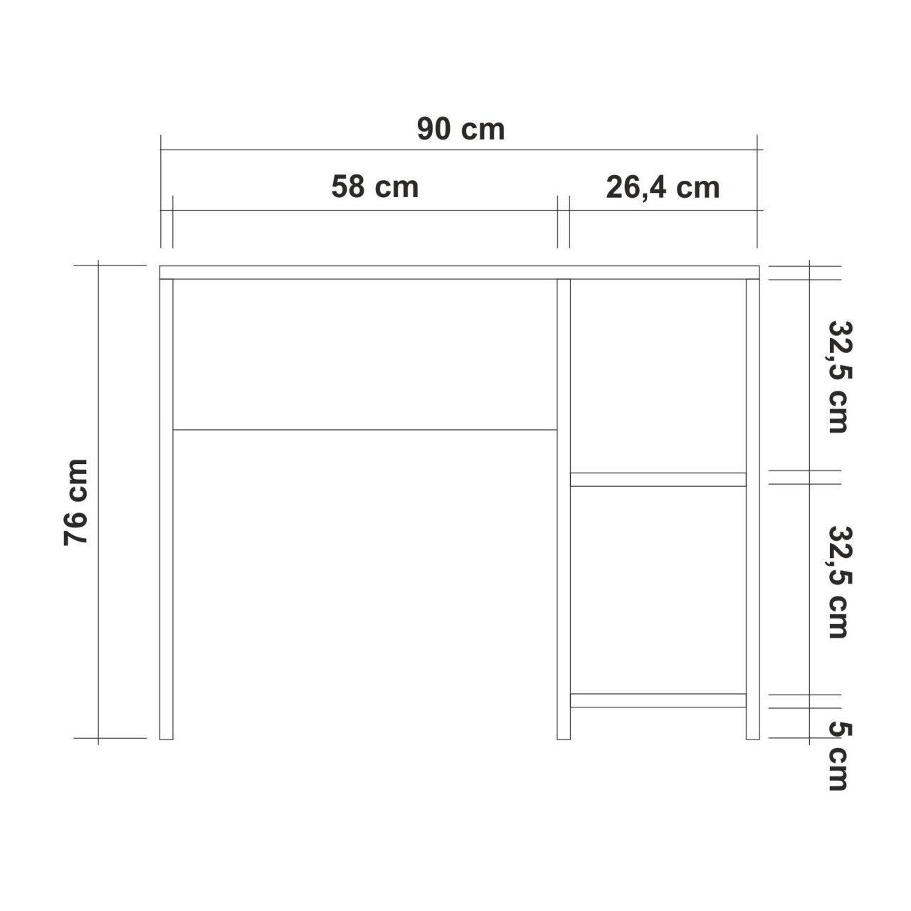 Birou Mundus Alb 90x76x50 cm