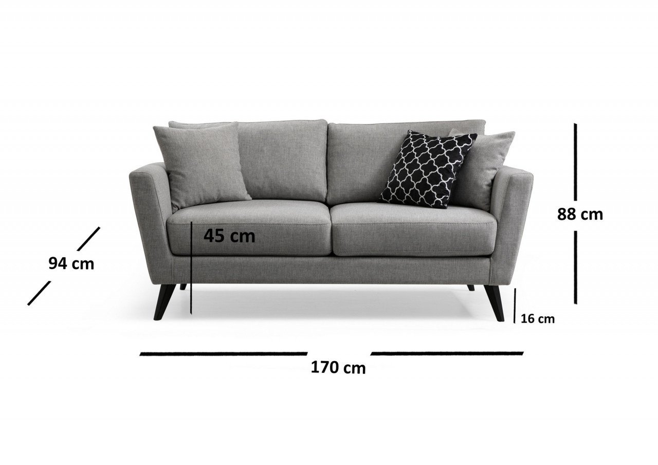 Canapea 2 locuri Samir Antracit 176x73 cm