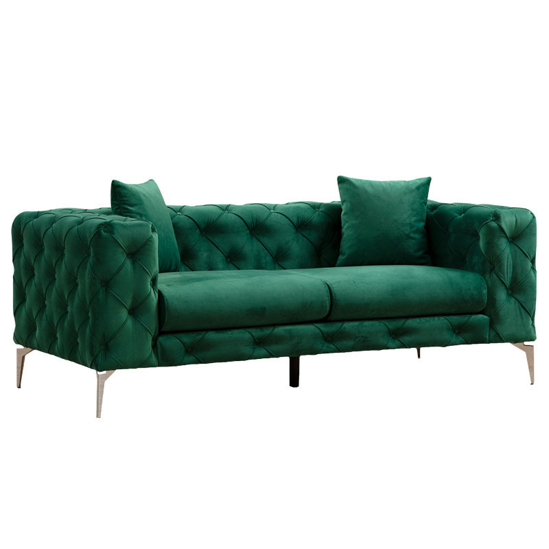 Canapea 2 locuri tip Chesterfield PWF-0579 material textil verde 197x90x73cm