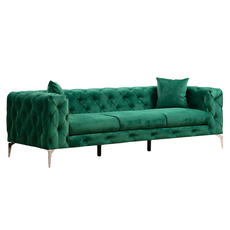 Canapea 3 locuri PWF-0579 material textil tip Chesterfield verde 237x90x73cm