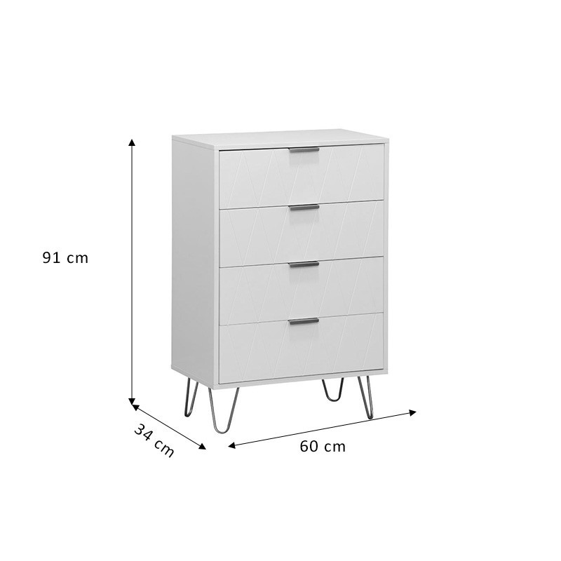 Comoda cu 4 sertare Culture culoarea alb - aurie 60x34x91cm