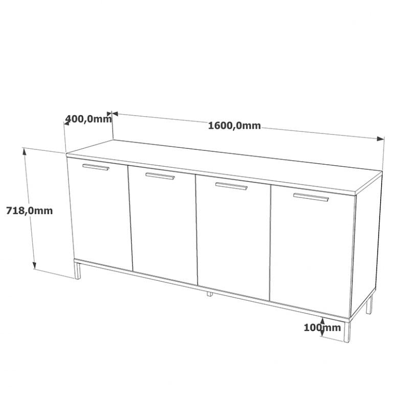 Comoda Model Kermit, Antracit/Stejar, 160x40x72 cm