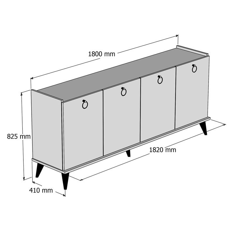 Comoda Model Lireta, Nuc/Negru, 182x41x82.5 cm