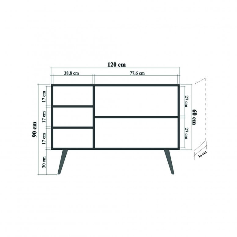 Comoda Model Mega V2, Stejar sonoma, 120x36x90 cm