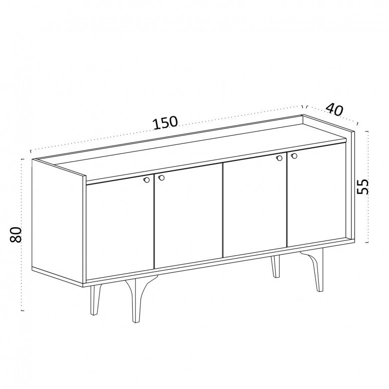 Comoda Model Navi, Stejar, 150x40x80 cm - 4 | YEO