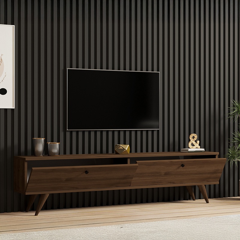 Comodă TV Model Jate, Nuc, 160x25x45 cm - 2 | YEO