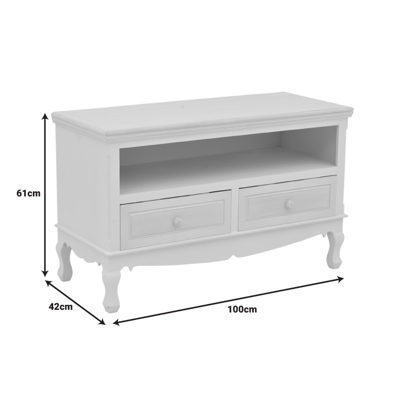 Comodă TV Model Joliene, Alb/Natur, 100x42x61 cm