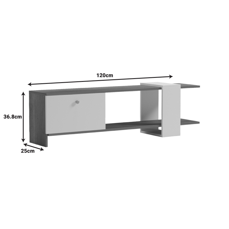 Comodă TV Model Standi, Natur/Alb, 120x25x36.8 cm - 4 | YEO
