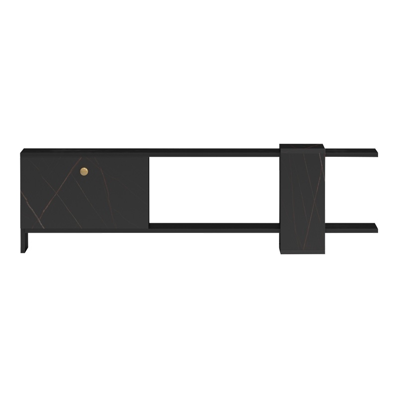 Comodă TV Model Standi, Negru/Negru marmorat, 120x25x36.8 cm - 2 | YEO