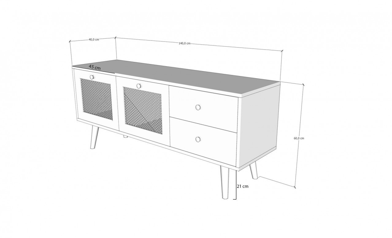 Comoda TV Salvador, Model Patara, 140x60x40 cm, Stejar - 4 | YEO