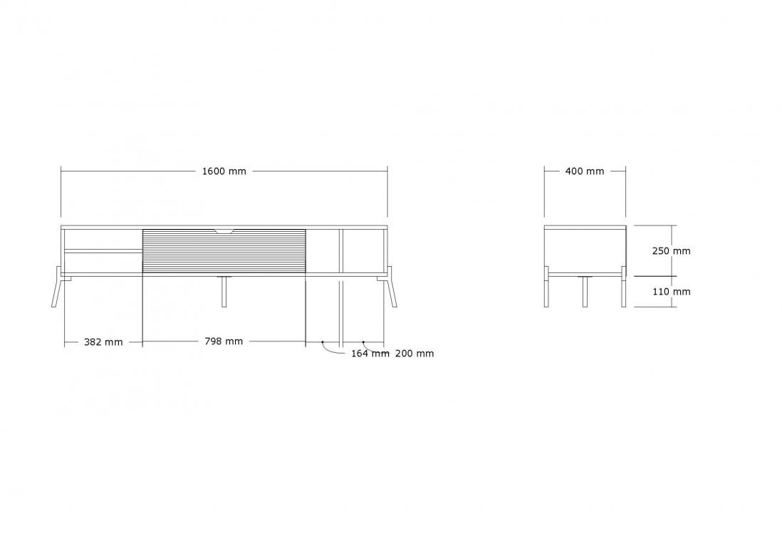 Comoda TV Salvador, Model Ponza, 160x36x40 cm, Stejar safir/Antracit