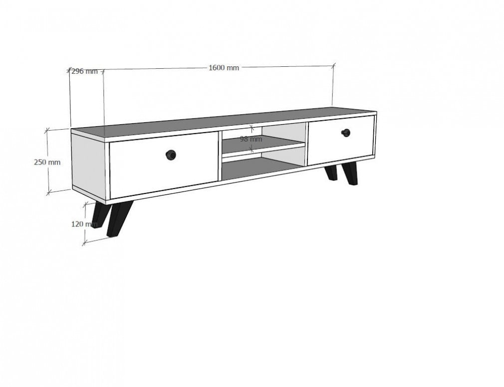 Comoda TV Salvador, Model Tumuki, 160x37x29.6 cm, Natural/Gri