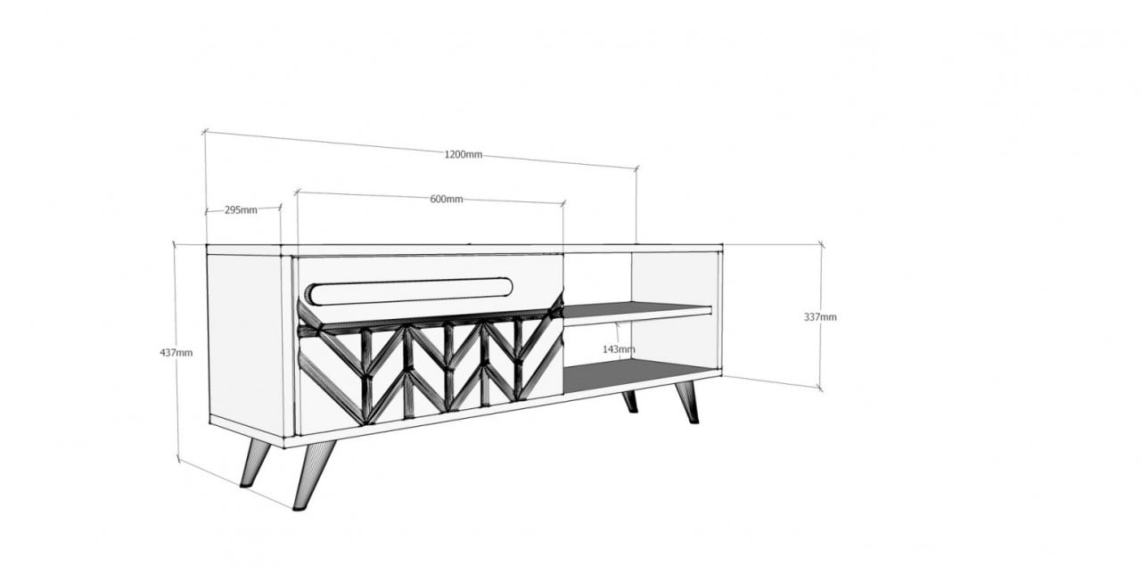 Comoda TV Salvador, Model Venedik, 120x43.7x29.5 cm, Alb