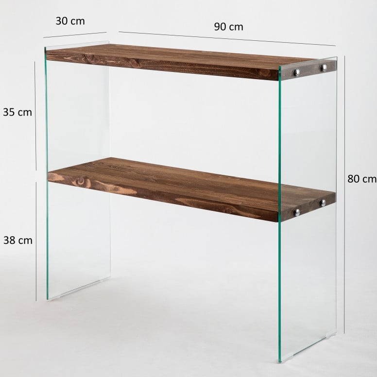 Consola Model Venedik, Nuc/Transparent, 90x30x80 cm - 3 | YEO