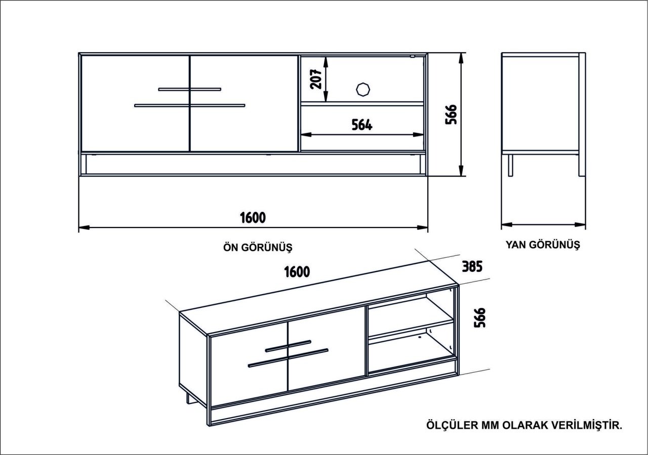 Consola TV Polka Auriu 160x56.6x38.5 cm