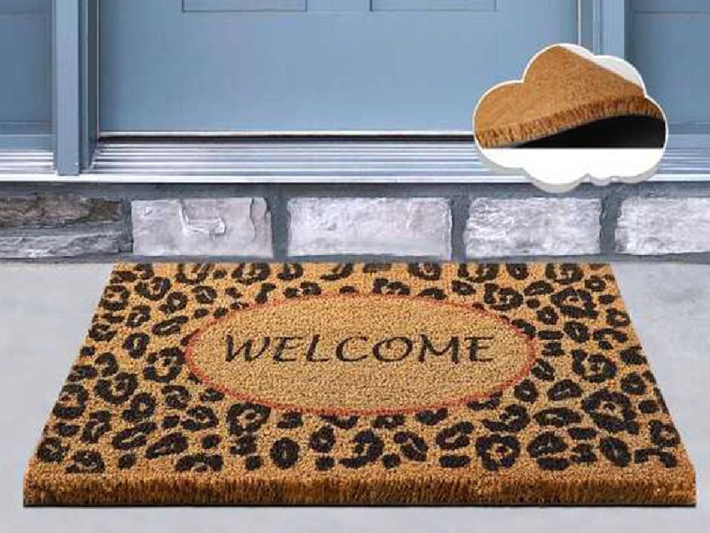 Covoras Intrare Welcome Leopard, 40x60 cm, din Fibre de Cocos